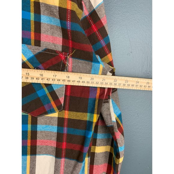 Matchstick Argus Flannel Men's L Multicolor Plaid Longsleeve Button Up - Picture 4 of 7